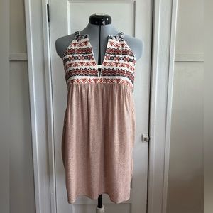 Embroidered Navy & Rust Tank Top